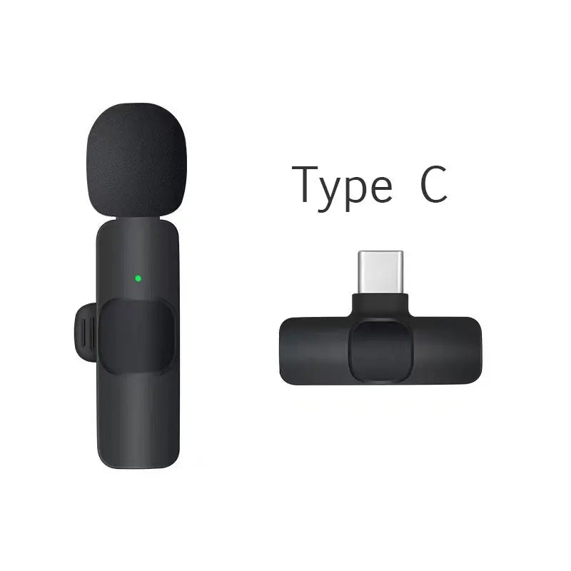 Wireless Lavalier Microphone Portable Audio Video Recording Mini Mic for Iphone Android Live Broadcast Gaming Phone Mic