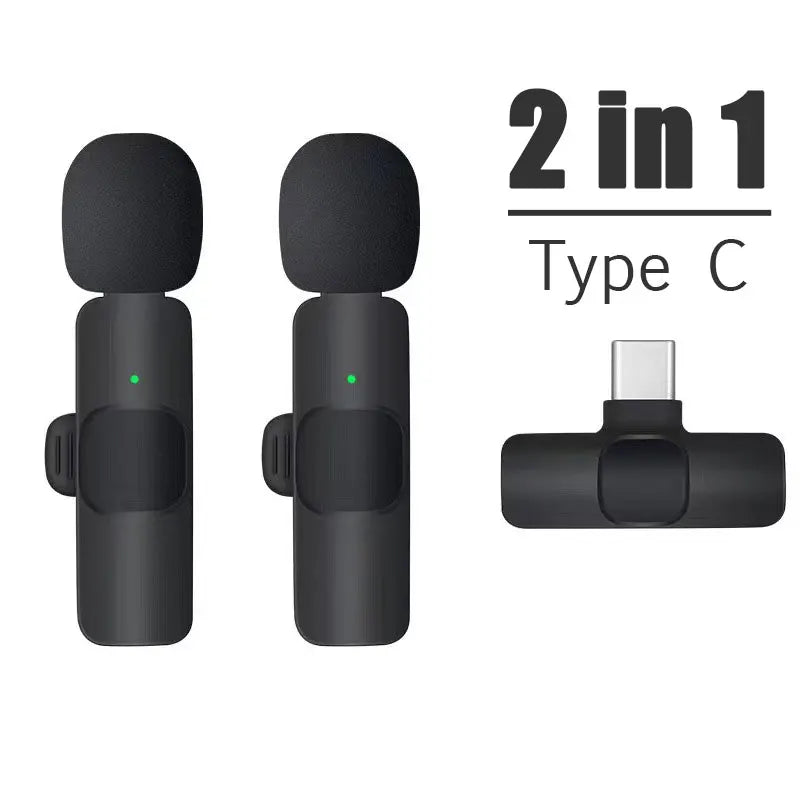 Wireless Lavalier Microphone Portable Audio Video Recording Mini Mic for Iphone Android Live Broadcast Gaming Phone Mic